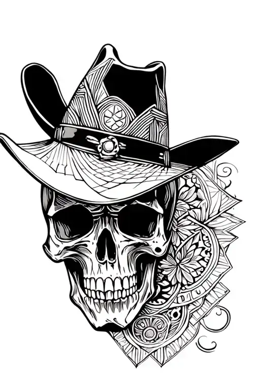 Skull And Cowboy Hat