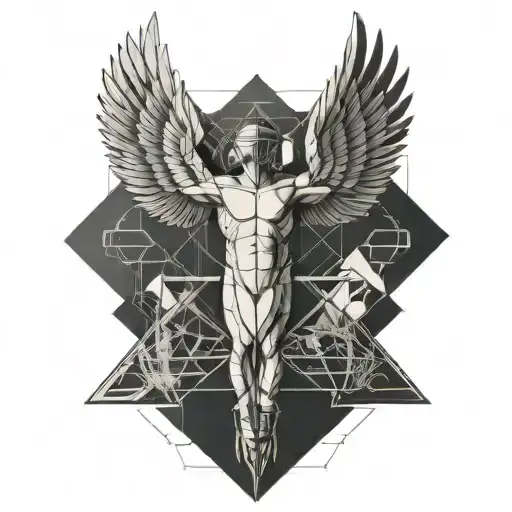Geometric Tattoo With Icarus Vetruvian Me Overthinking