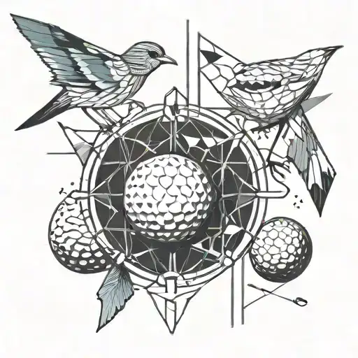 3 Bird Glyphs And Golf Ball