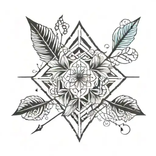 Unalome Symbol Entertwined With An Arrow And Dandelion