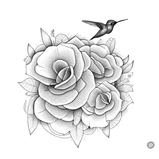 A Music Sheet With Hummingbirds And Petunias As Notes