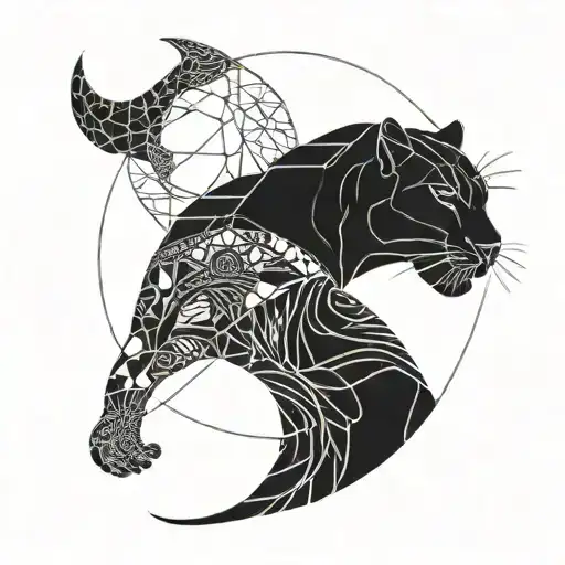 Yin Yang With A Black Panther And A Dolphin