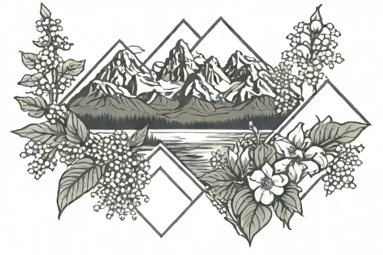 Grand Teton Mountain Range And Lily Of The Valley