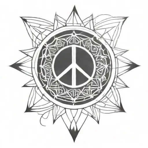 Mandala With Peace Symbol As The Center Point