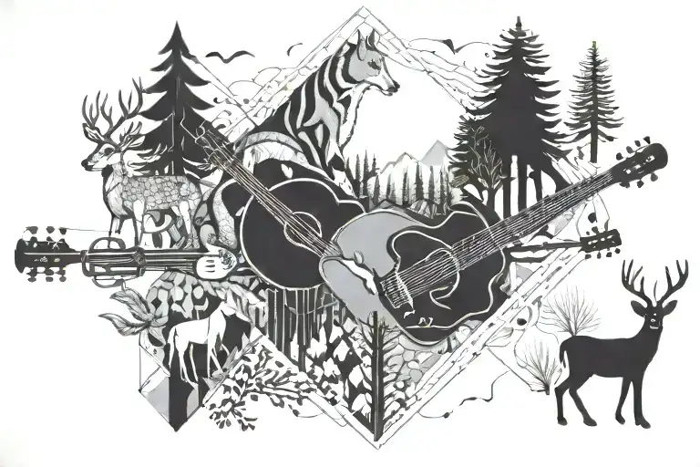Forest River Animals Playing Musical Instruments