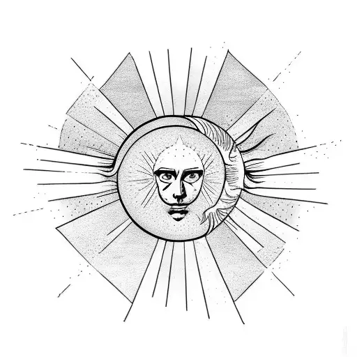 Icarus Falling Out Of Sky With A Sun Above Him