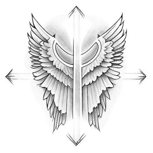 Christian Cross That Burns With Broken Angel Wings