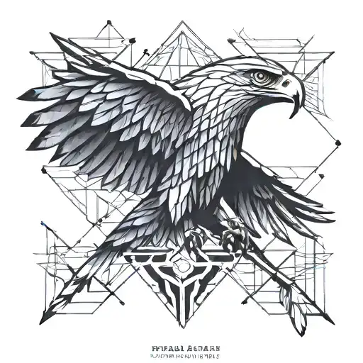 Geomatric Tattoo For Forearm With Eagle