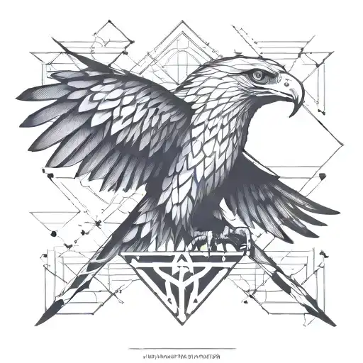 Geomatric Tattoo For Forearm With Eagle