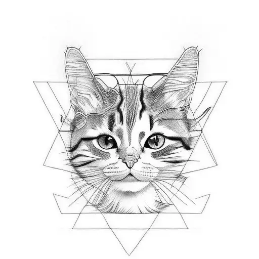 6 Cats Sitting On A Line