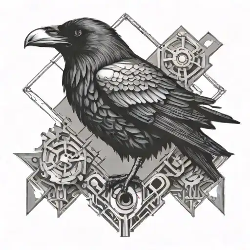 A Detailed Raven Holding A Small Mechanics Wrench