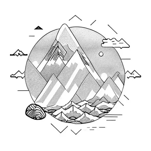 Mountain Scene With Sea Theme