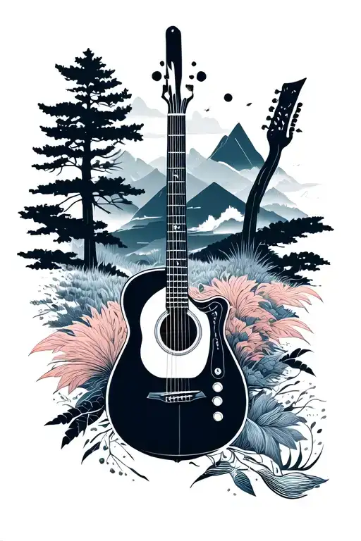 Guitar And Nature Scene