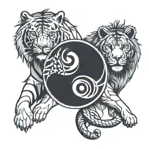 Tiger And Lion And Yin Yang