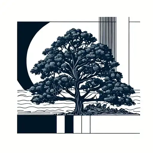 Sea And Olive Tree Growing