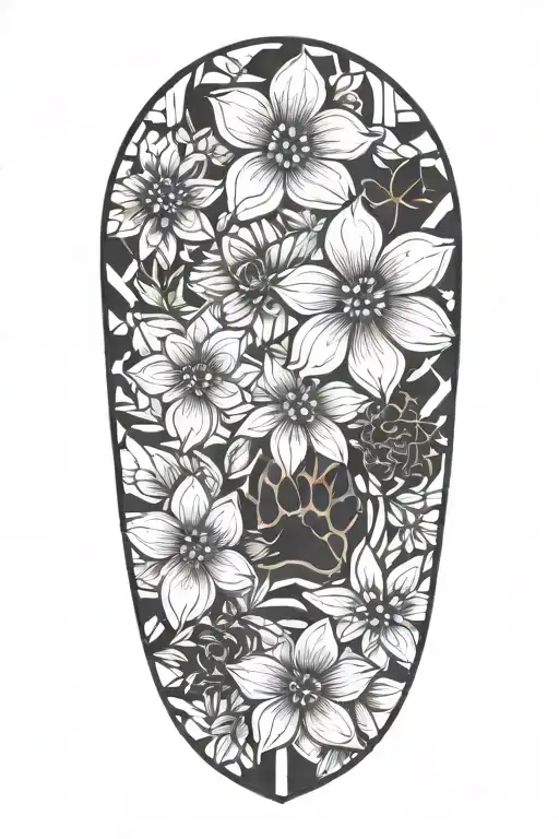 5 Paw Prints And July Flowers Arm Sleeve