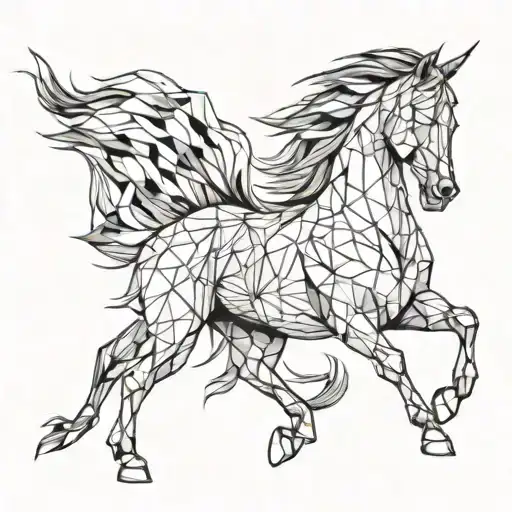 Agressive Horse Rearing With Mane And Both Front Legs In The Air Folded