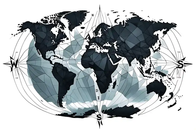 World Map Compass Plane