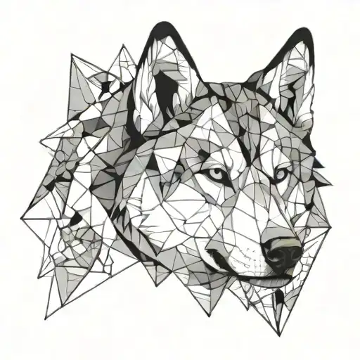 Husky Face With Geometric Scetch