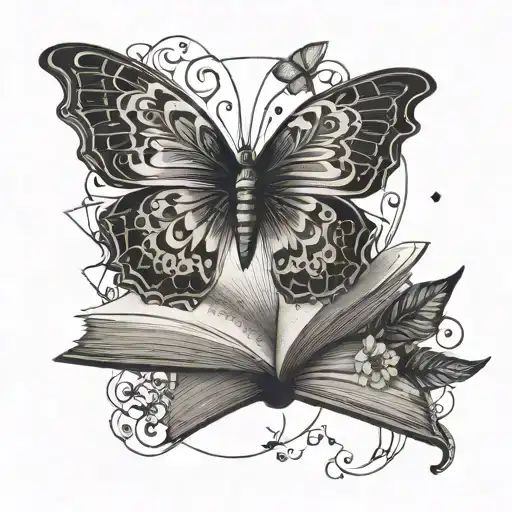 An Open Book With Butterfly And Moon