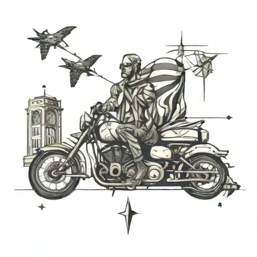 Freedom And Justice Themed Tattoo With Nomad Venturer Traveling