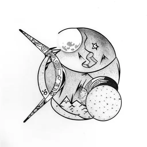 Waxing Crescent Moon And Wanning Gibbos Moon