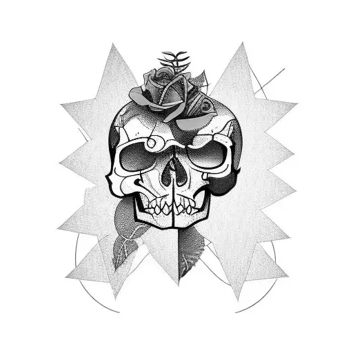 Crow And Skull With Roses