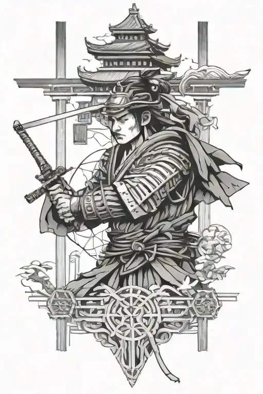 Samurai And Temple
