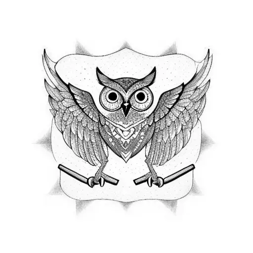 Owl Wearing A Crow Skull