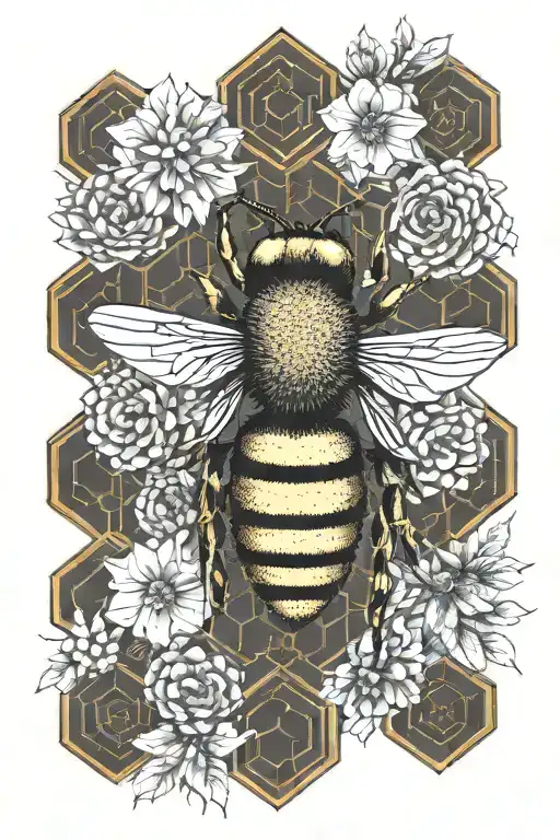 Floral Honey Comb Bee Mandala