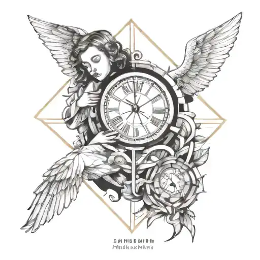 A Baby An Angel And A Clock