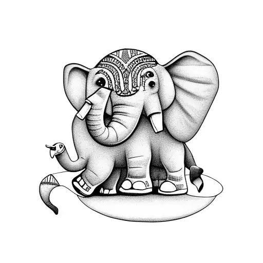 Elephant With His Baby