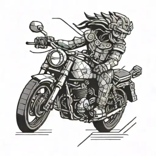 A Hindu Deity Riding A Motorcycle Through A Pixelated Gaming Landscape