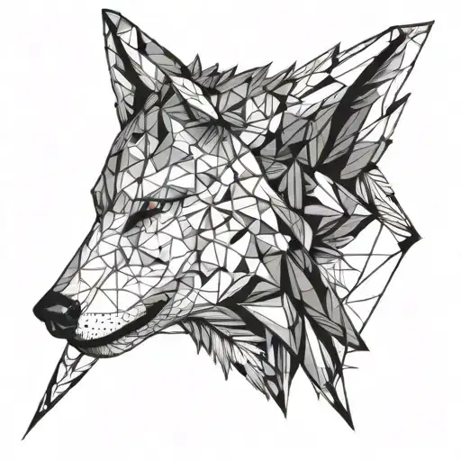 Half Wolf Head With Arrow That Seperate The Other Side Of The Head
