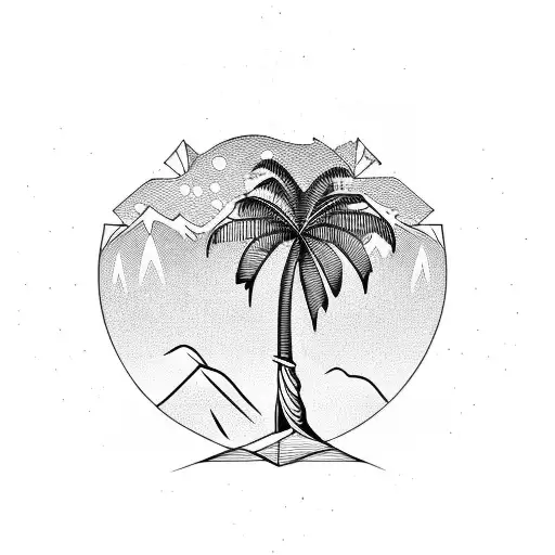 Palm Tree And Montain