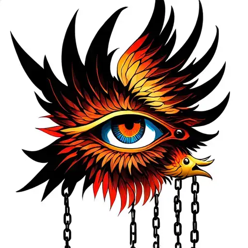 Phoenix Emrging From Chains While Crying Eye