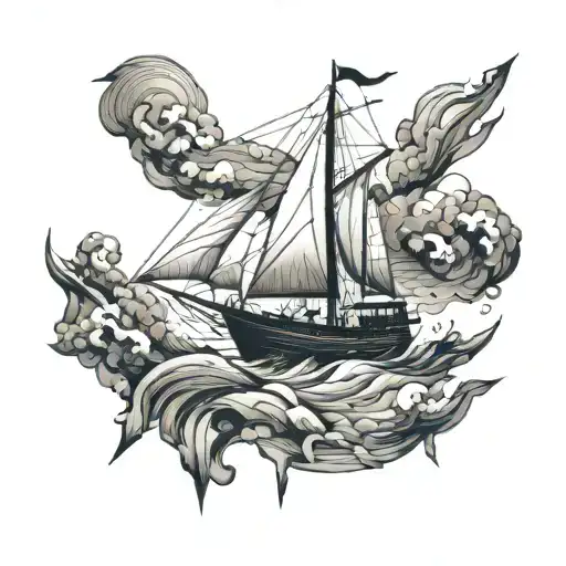 Ocean Storm Boat Sailing