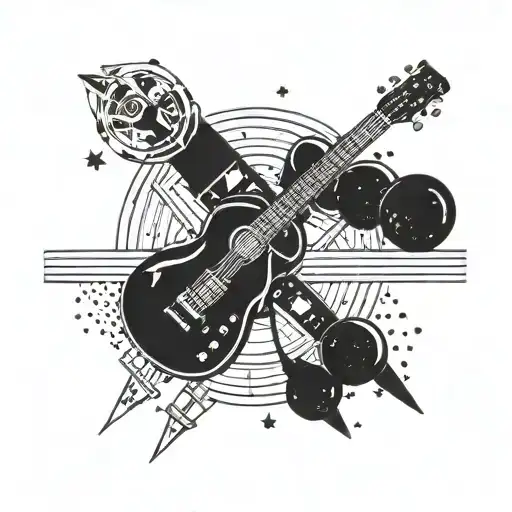 Guitar In Space With Airplane