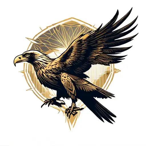 Golden Eagle With Harp Behind
