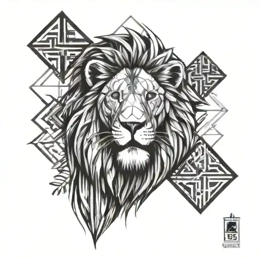 Lion Infront Of Bamboo