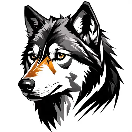 Wolves Front Face With Scar Diagonally Across Face