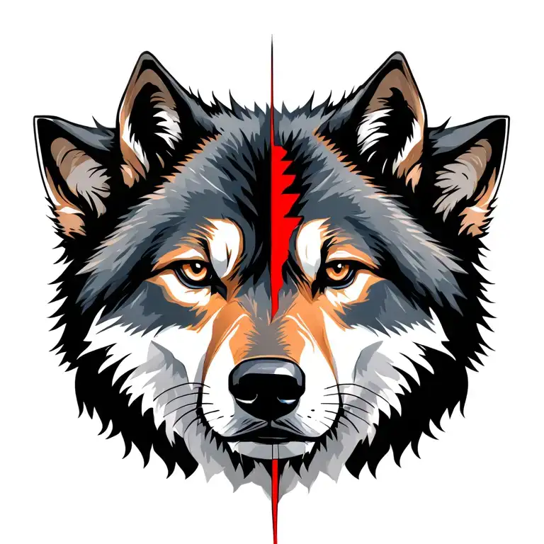Wolves Front Face With Scar Diagonally Across Face