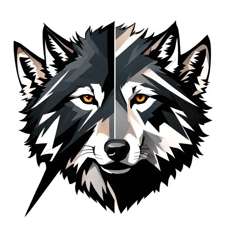 Wolves Front Face With Scar Diagonally Across Face Geometric And Minimalistic