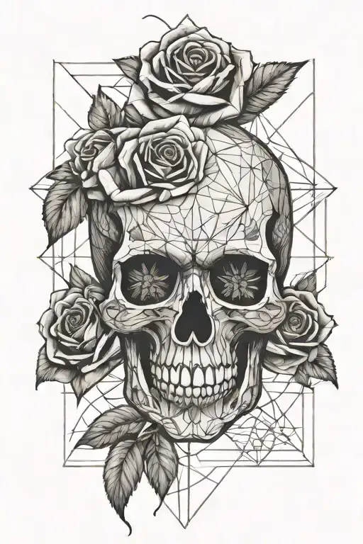 Trippy Skull And Rose
