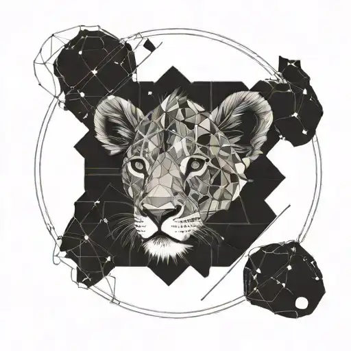 A Baby Lion With A Crescent Moon And Heartbeat Line Wrapping Around It