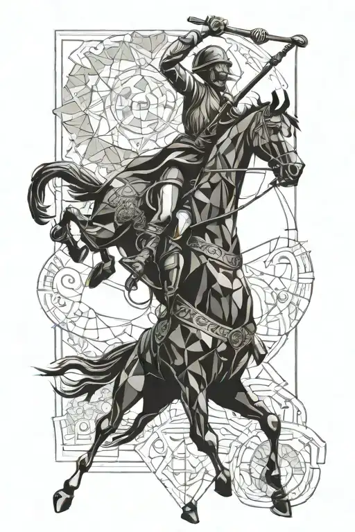 A Microrealism Tattoo Of Don Quijote Battling A Mythical Creature From Ancient Greece