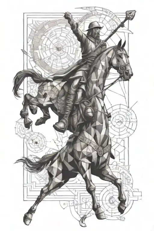 A Microrealism Tattoo Of Don Quijote Battling A Mythical Creature From Ancient Greece