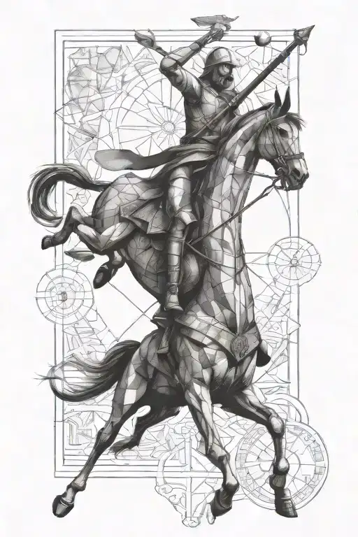 A Microrealism Tattoo Of Don Quijote Battling A Mythical Creature From Ancient Greece