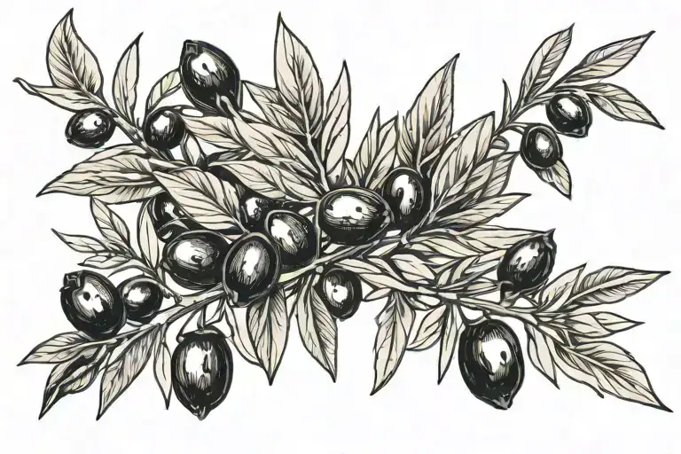 Olive Branch Around The Forearm With A Few Black Olives