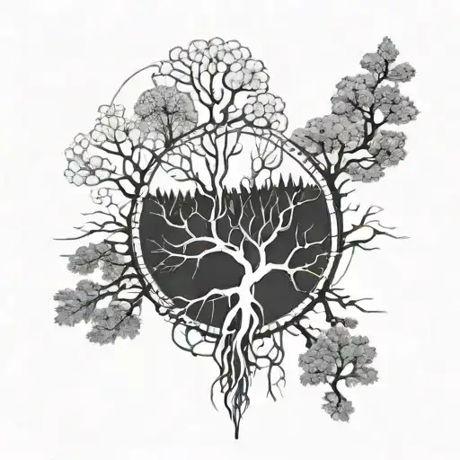 Julia Factoral With 3 Trees Connected At The Roots Forming A Circle